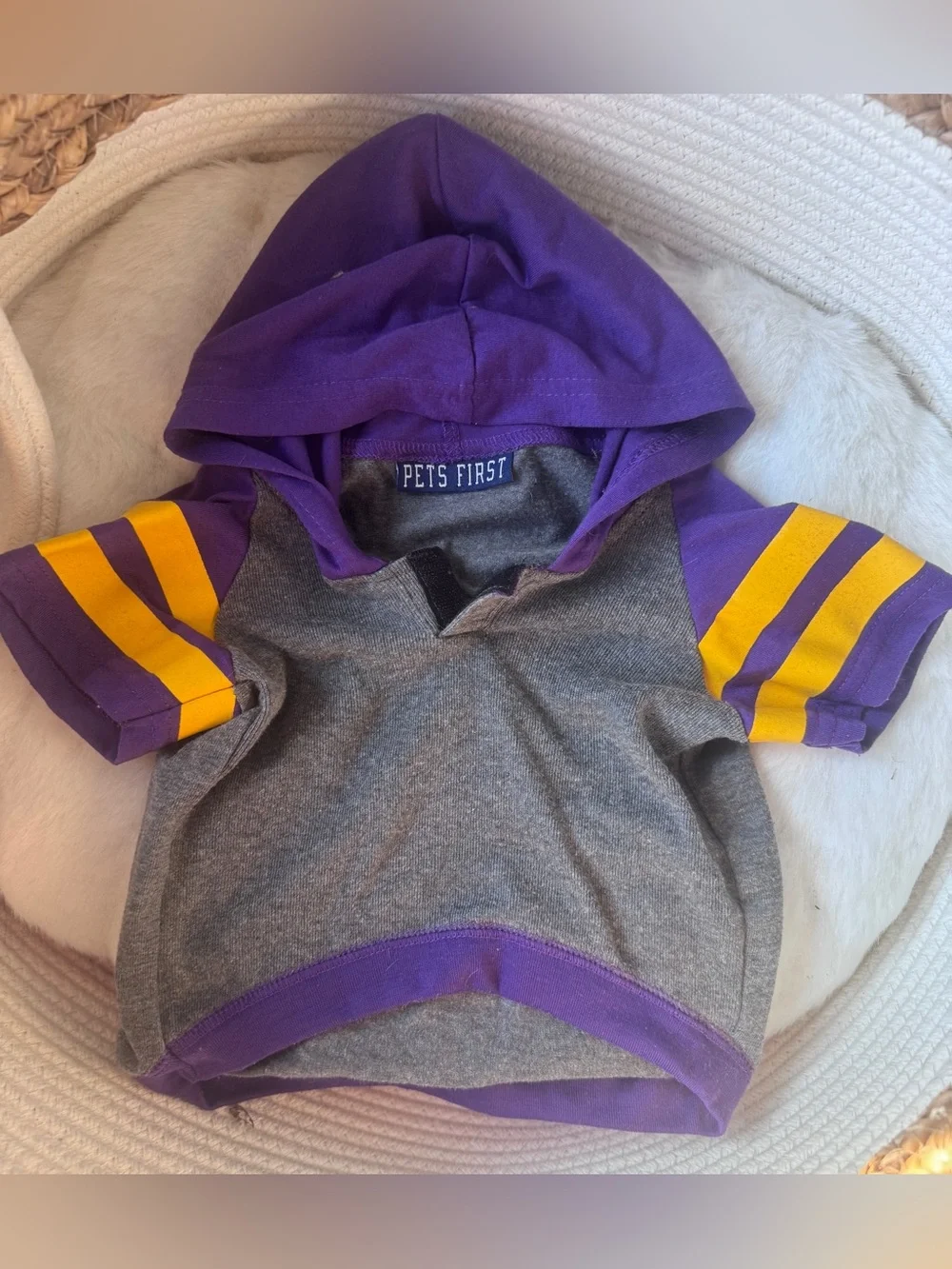 Minnesota Vikings NFL Dog Cat Throwback Hoodie Tee by Pets First - Size Small